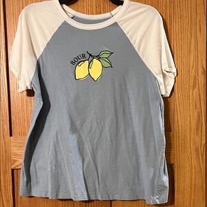 Torrid Sour Lemon Graphic Tee - Cream and Blue